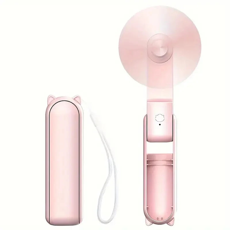 Portable USB Rechargeable Foldable Mini Handheld Fan – 3 Speed Handheld Portable Fan PLUSH Pink