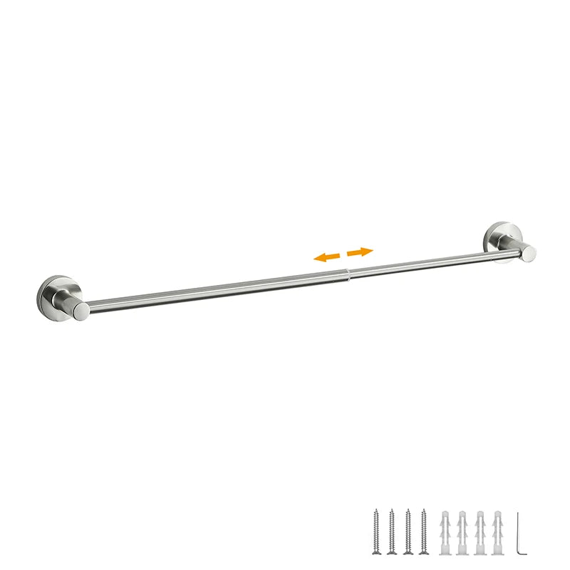 Retractable Towel Bar Stainless Steel – Black & Chrome Retractable Towel Bar PLUSH Brush nickel