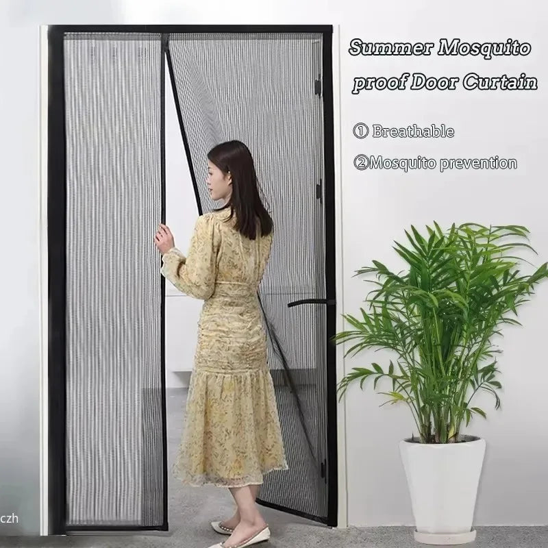 Magnetic Auto-Close Mesh Door Curtain – Bug & Insect Screen Mesh Door Curtain PLUSH