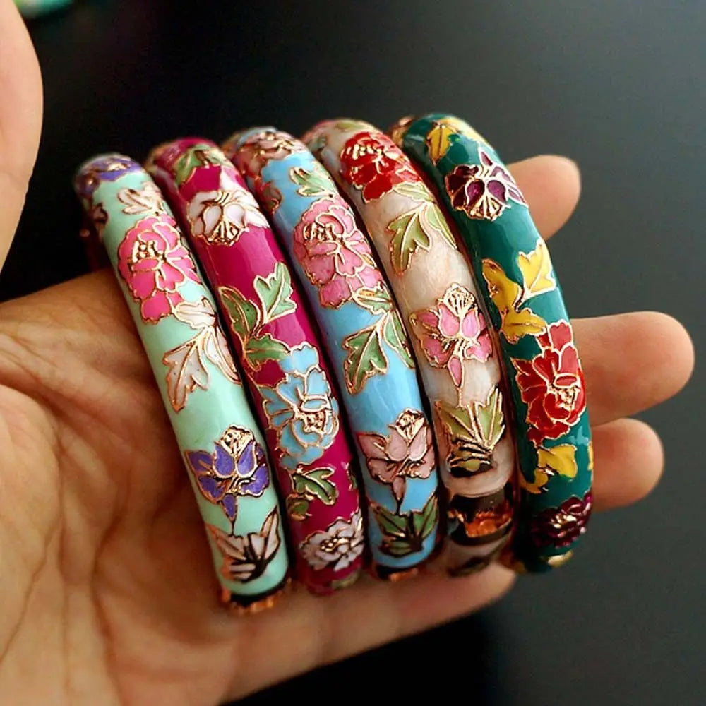 Chinese Vintage Peony Filigree Bangle Bracelet for Women Filigree Bangle Bracelet PLUSH