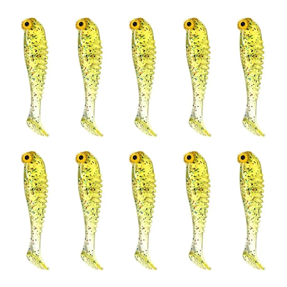 Soft Silicone Worm Fishing Lures 10pcs – Bass Swimbaits Soft Fishing Lures PLUSH Yellow 5.5CM