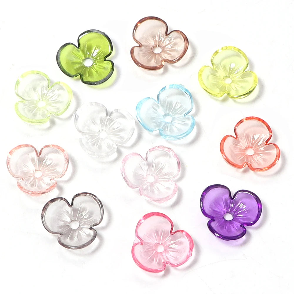 100pcs Flower Petal Resin Spacer Beads – Colorful DIY Jewelry Resin Spacer Beads PLUSH