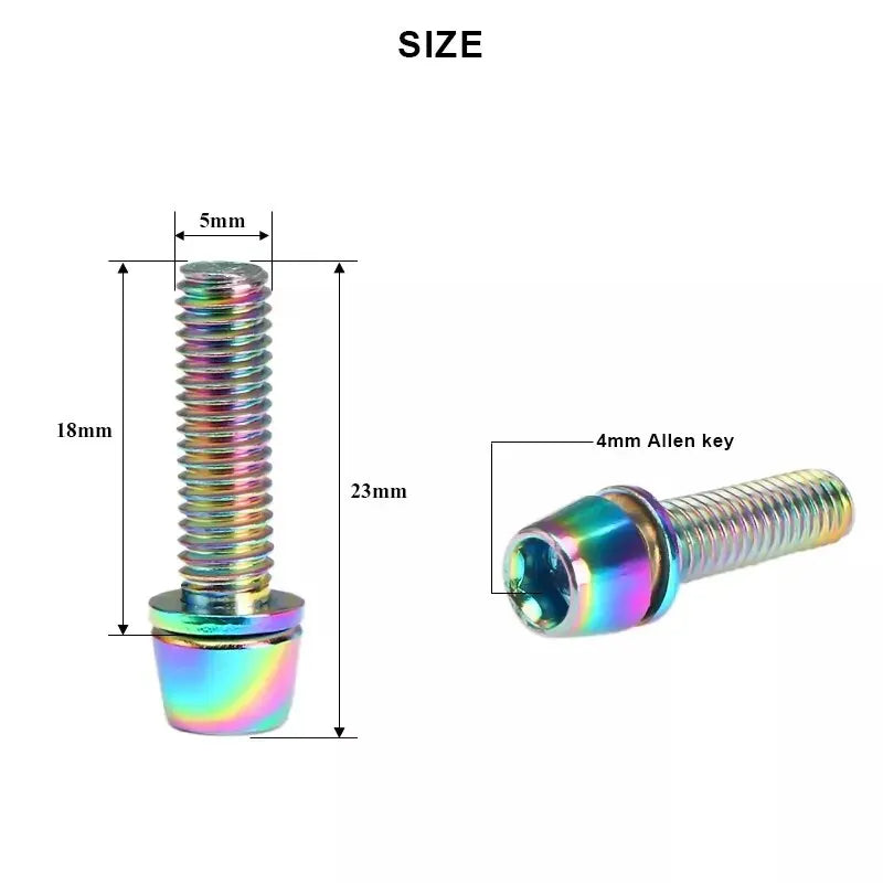 M5 18mm Titanium Plated Bike Handlebar Screws 6pc Set Bike Handlebar Screws PLUSH