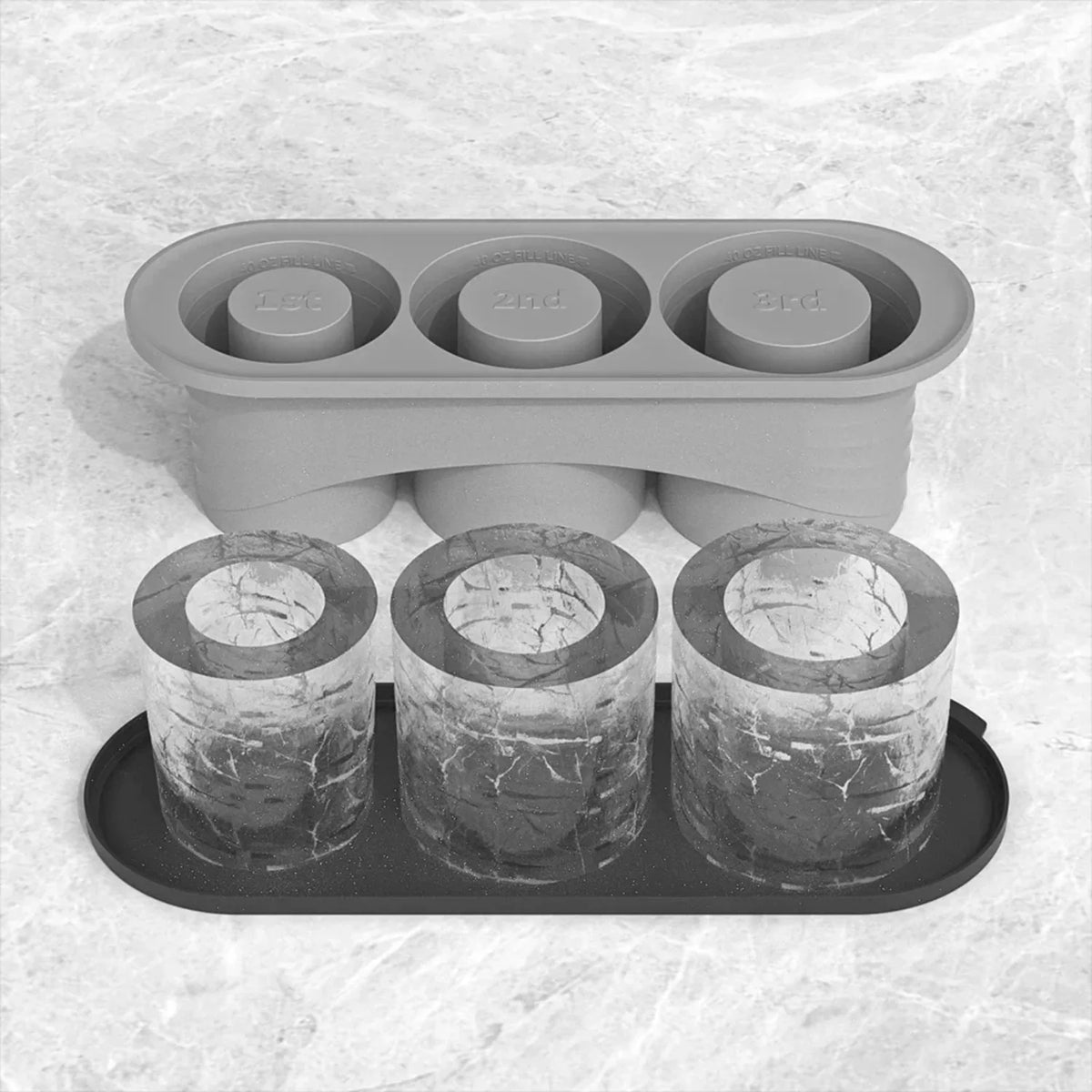Silicone Ice Cube Tray for Stanley Tumbler – 3 Hollow Cylinders Silicone Ice Cube Tray PLUSH Grey