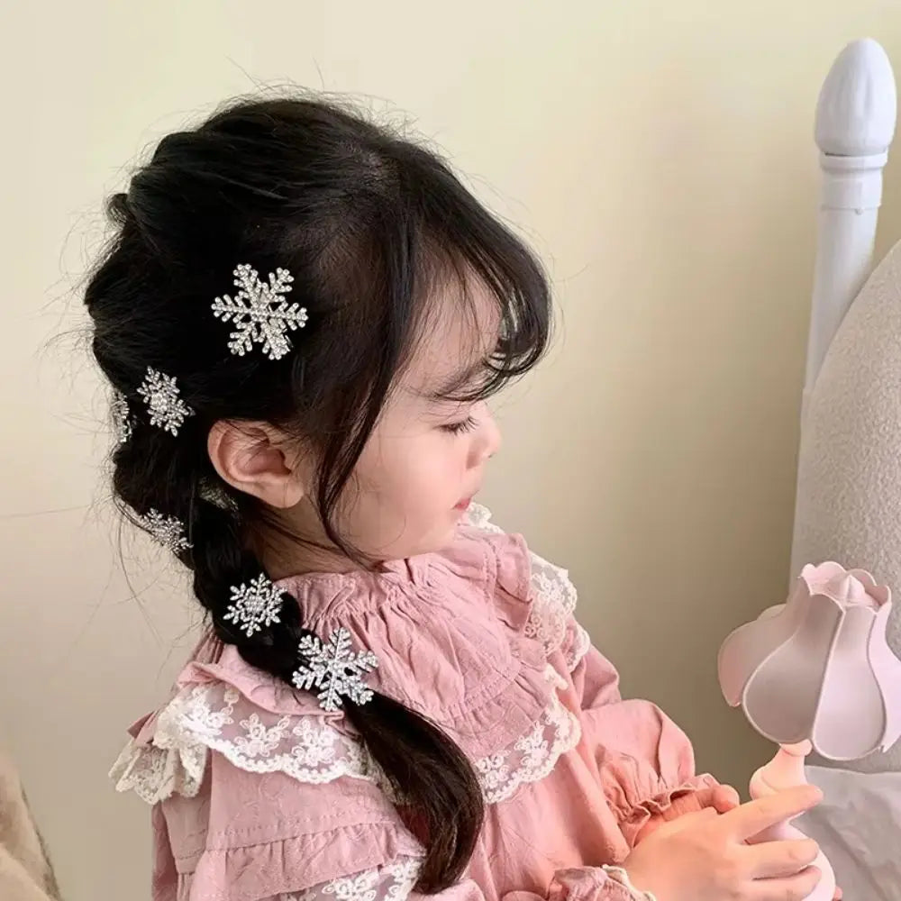 Rhinestone Snowflake Hair Clips Silver Korean Barrettes 10pcs Hair Clip Barrettes PLUSH