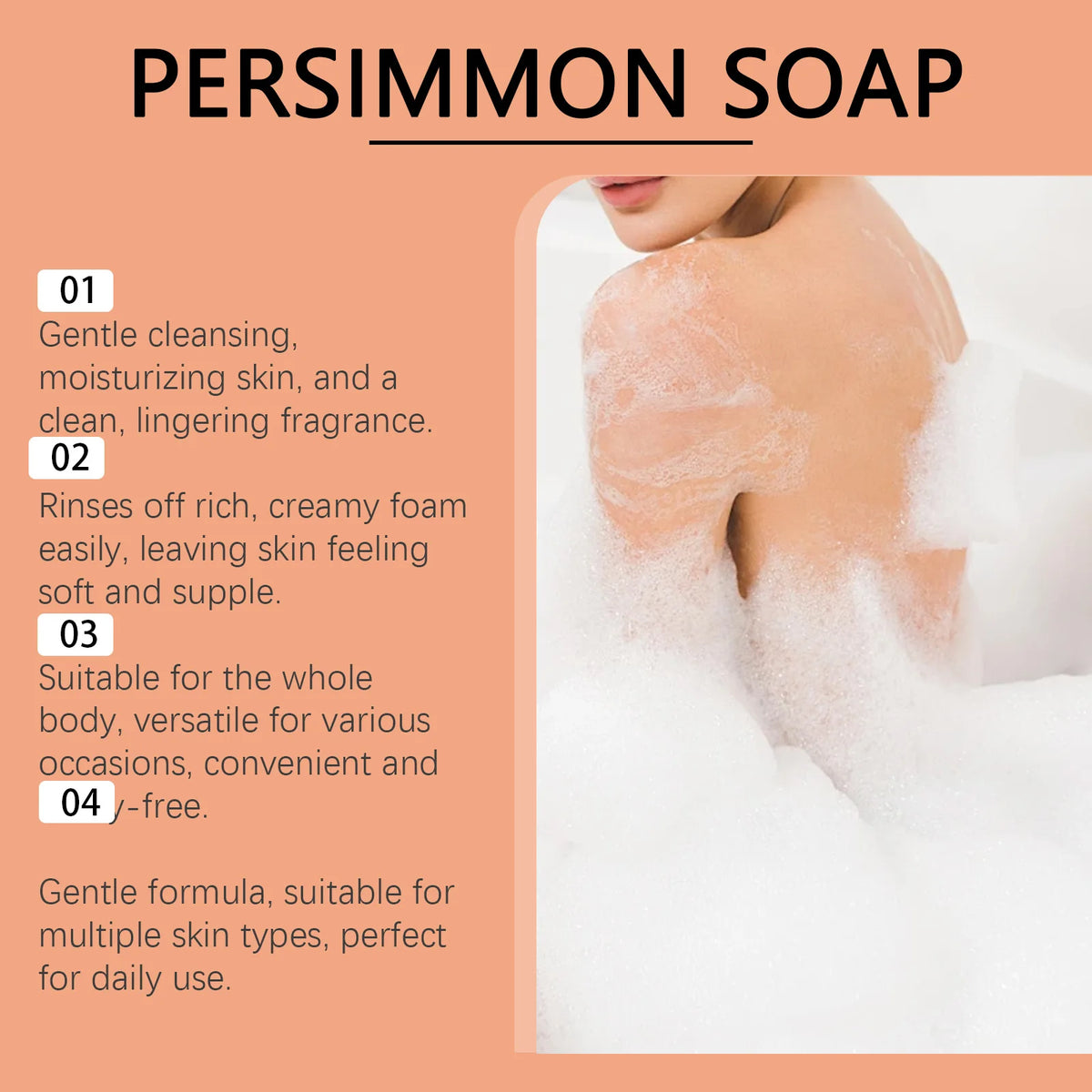 Persimmon & Avocado Body Soap – Oil Control & Fresh Scent Body Cleansing Soap PLUSH