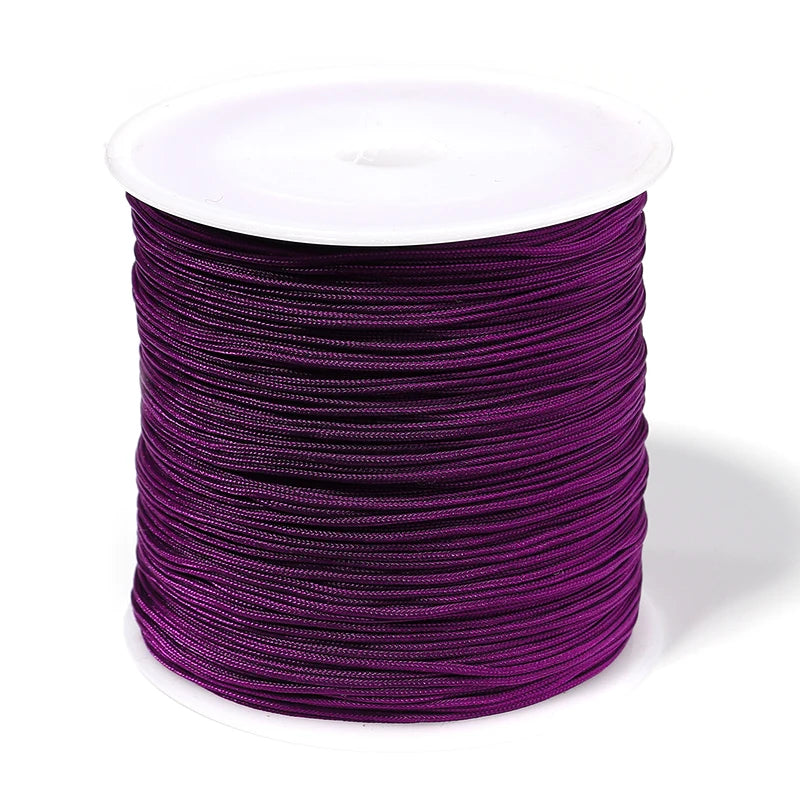 90m Multicolor Nylon Braiding Cord 0.8mm | Chinese Knot Thread Jewelry Braiding Cord PLUSH deep purple
