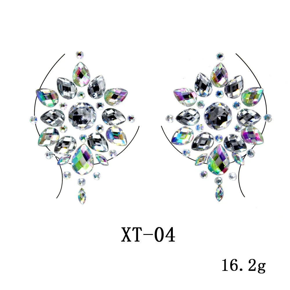 Crystal Rhinestone Body & Face Jewel Stickers – Temporary Tattoo Body Jewel Stickers PLUSH XT-04