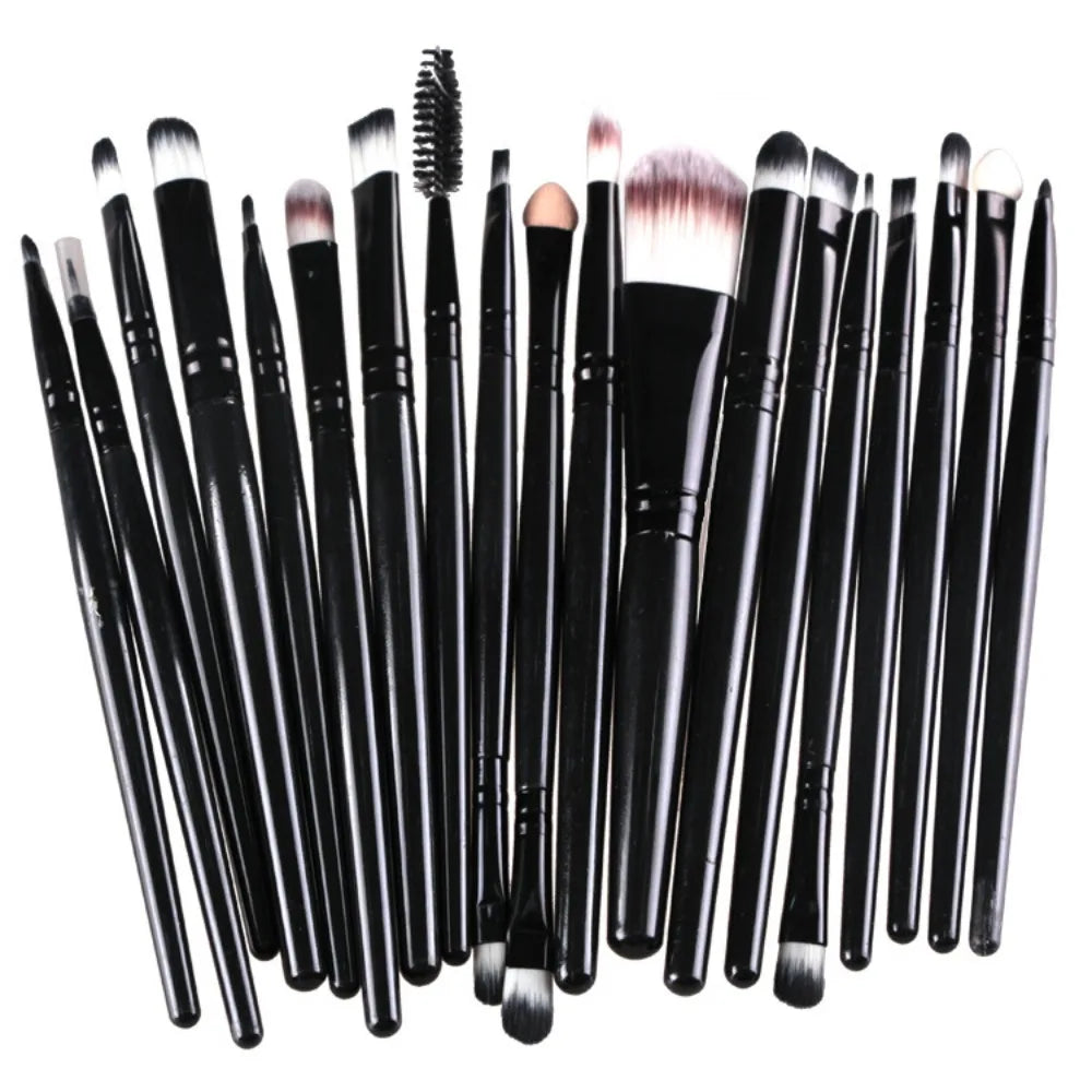 20Pcs Makeup Brush Set – Eye, Foundation & Blush Brushes Makeup Brush Set PLUSH Black 20Pcs