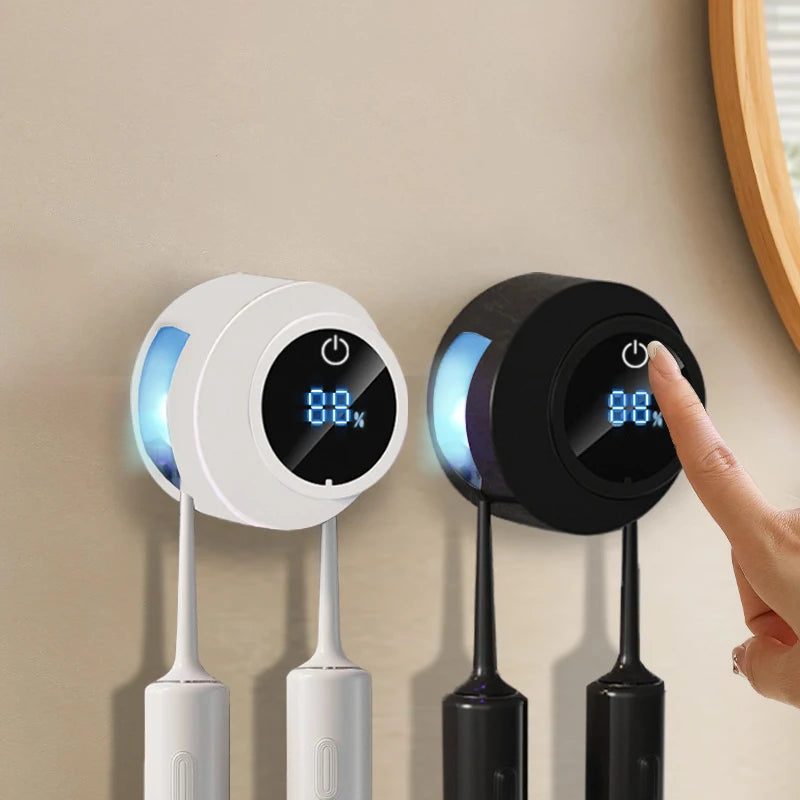 Wall Mounted Toothbrush Holder with UV Sterilizer – 2 Slots Toothbrush Holder PLUSH