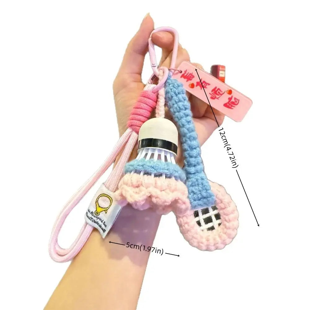 Crochet Badminton Keychain – Knitted Sports Charm Pendant Novelty Keychain PLUSH