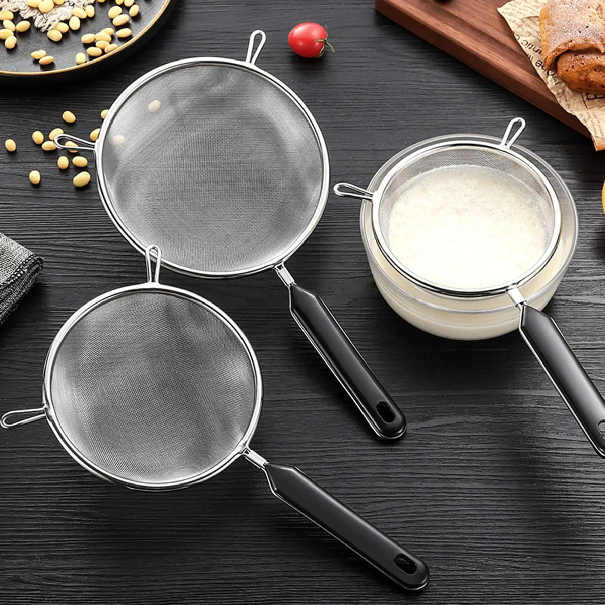 304 Stainless Steel Fine Mesh Kitchen Strainer Spoon Kitchen Strainer PLUSH
