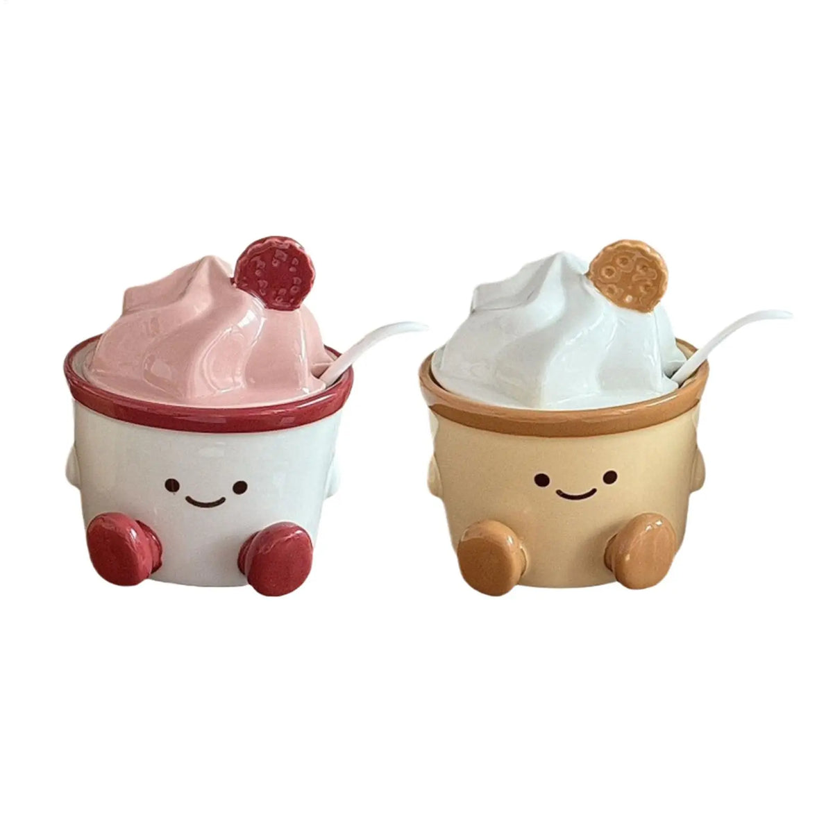 Cartoon Ceramic Condiment Jar with Lid & Spoon | Kitchen Storage Ceramic Condiment Jar PLUSH