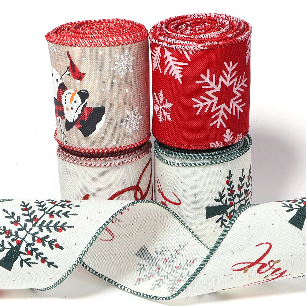 3 Yards Christmas Linen Ribbon 2" – DIY Gift Wrap & Craft Craft Ribbon PLUSH