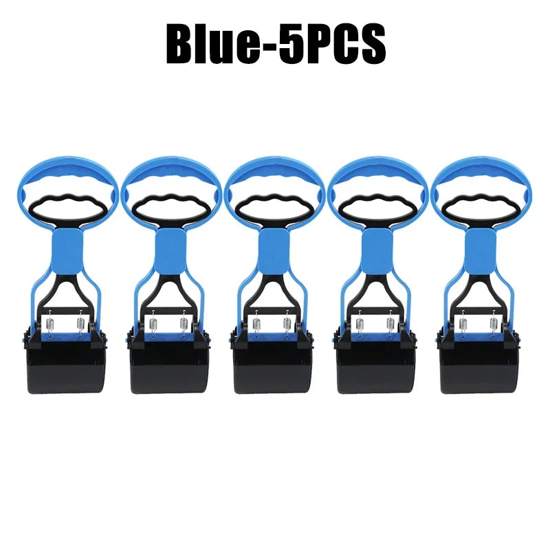 Dog & Cat Pooper Scooper Long Handle Jaw Design 28CM Pet Waste Scooper PLUSH Blue-5PCS