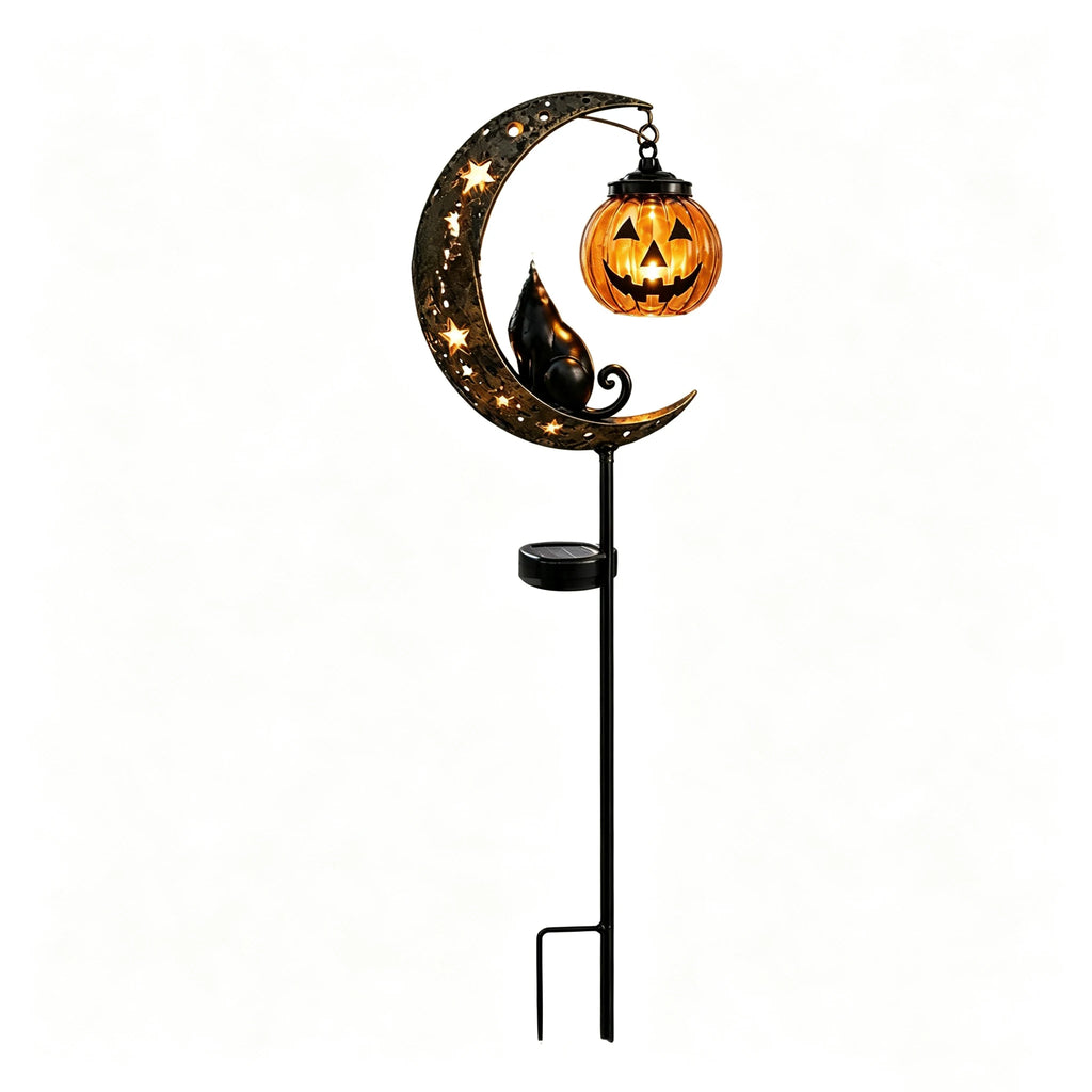Halloween LED Garden Stake Lights – Black Cat Pumpkin Moon LED Garden Stake Light PLUSH
