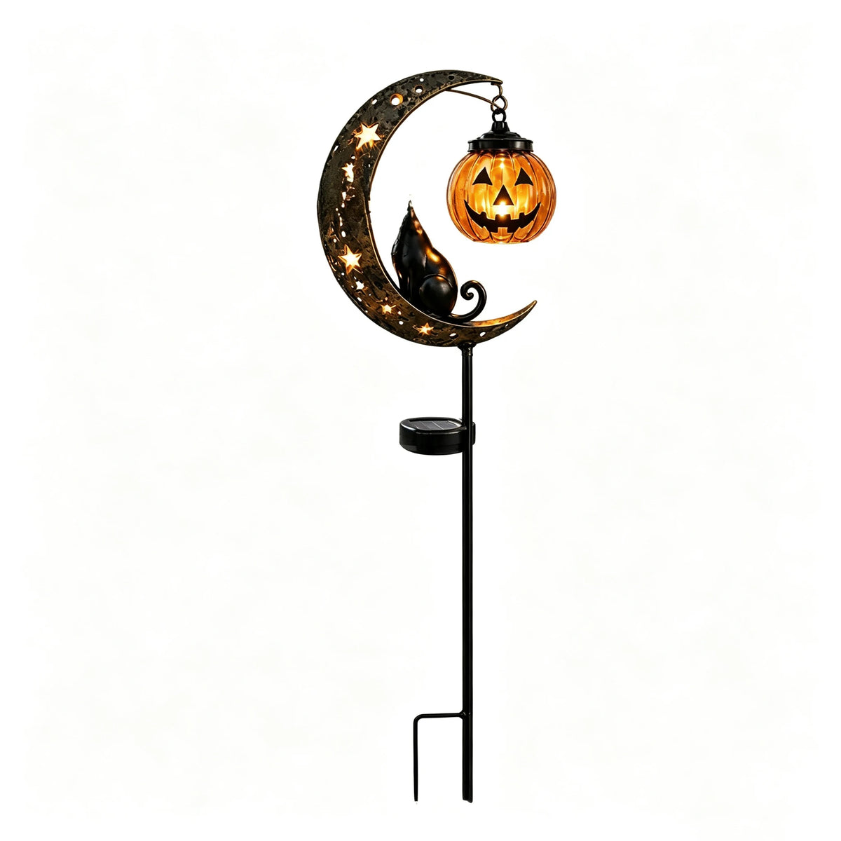 Halloween LED Garden Stake Lights – Black Cat Pumpkin Moon LED Garden Stake Light PLUSH