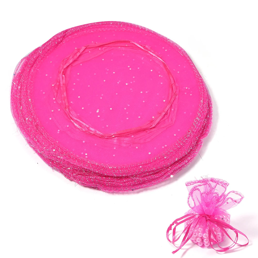 10pcs Round Organza Drawstring Gift Bags – Jewelry Pouches Organza Gift Pouches PLUSH Peach Pink