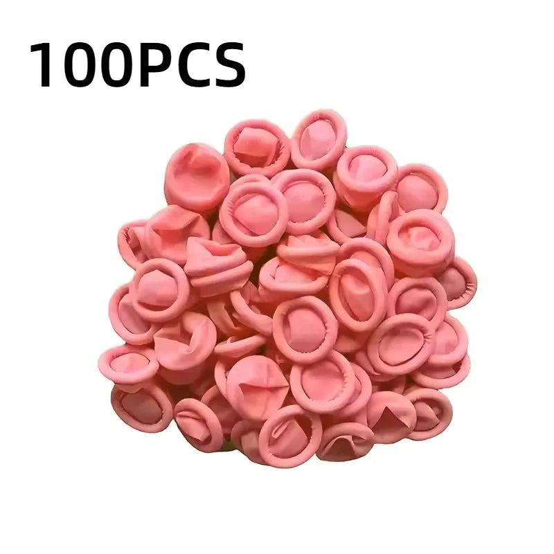 Disposable Latex Finger Cots 50/100/300pcs – Anti-Slip Powder Free Disposable Finger Cots PLUSH Pink-100PCS