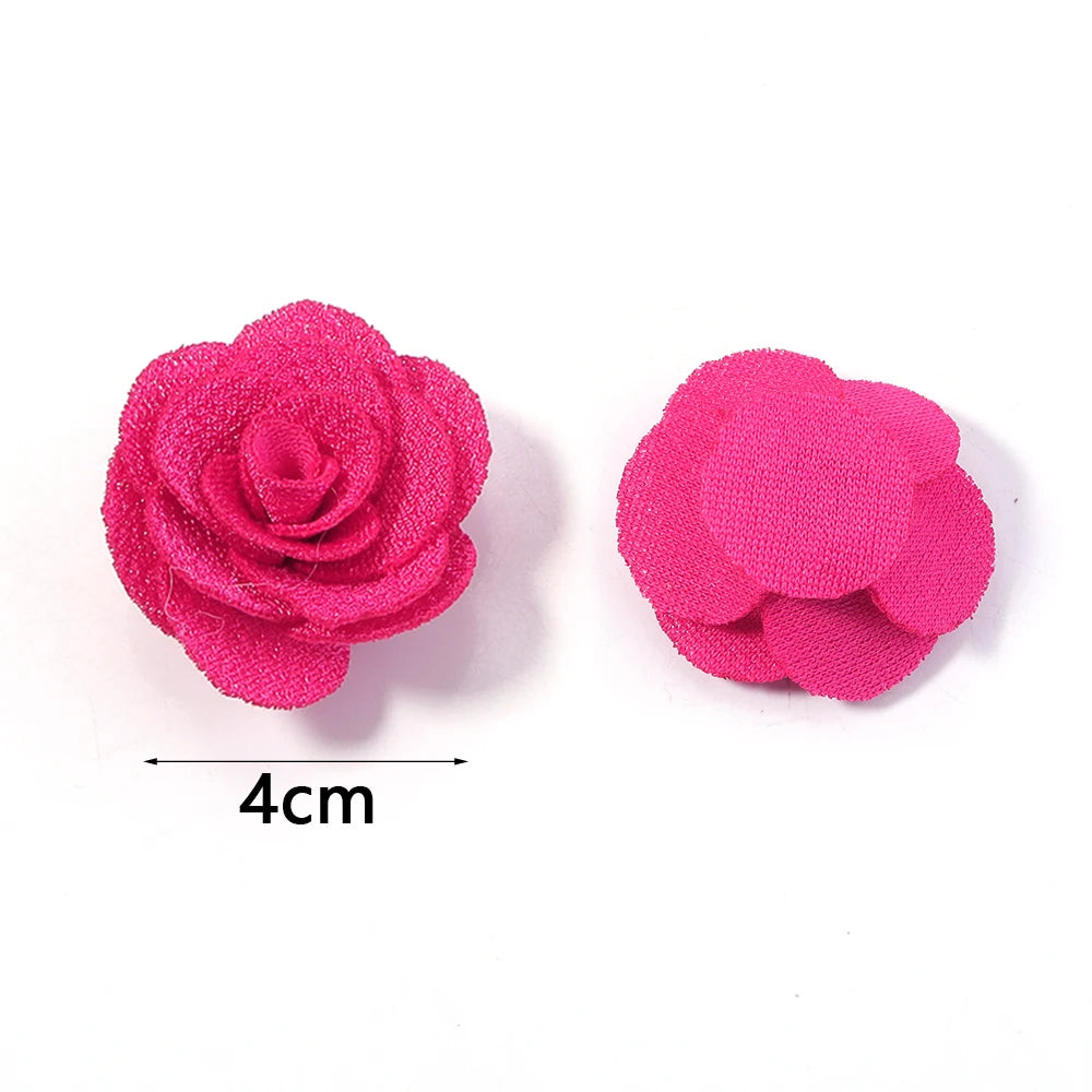 10pcs 4cm Fabric Rose Flowers for DIY Sewing, Headwear & Decor Fabric Flower Embellishments PLUSH