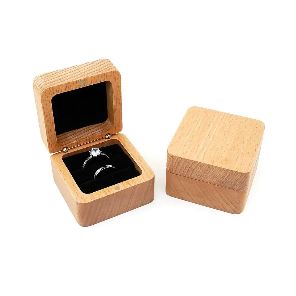 Velvet Wood Ring & Earring Box – Retro Jewelry Display Tray Jewelry Display Box PLUSH