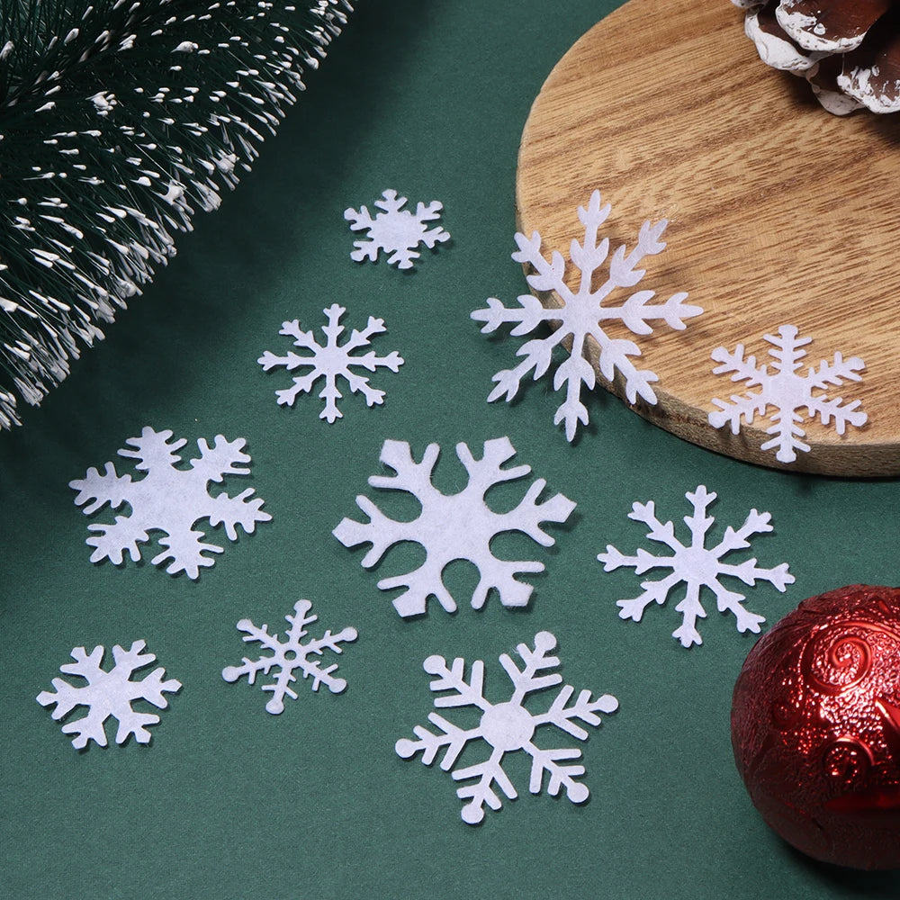50pcs Felt Snowflake Ornaments – DIY Christmas Craft Decor Felt Craft Ornaments PLUSH