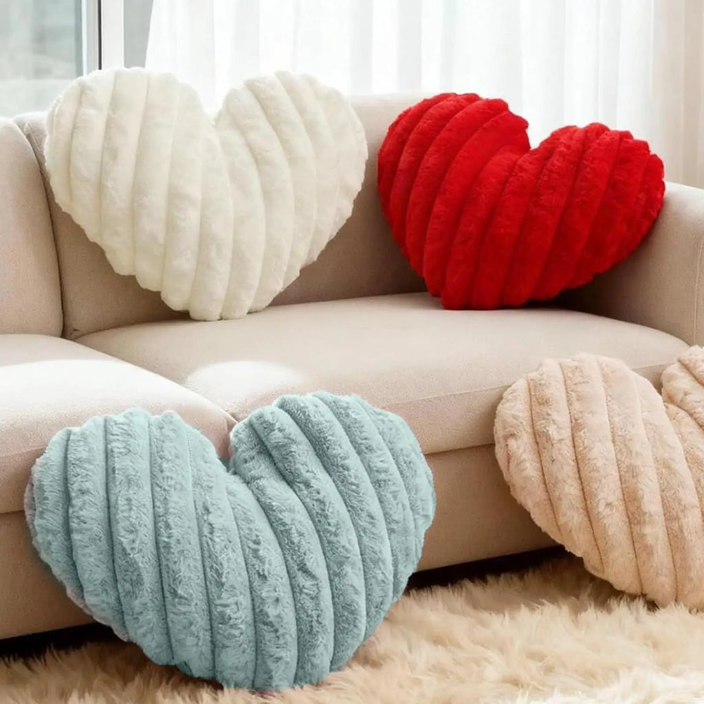 Heart-Shaped Plush Throw Pillow – Cute Sofa & Decor Cushion Plush Throw Pillow PLUSH
