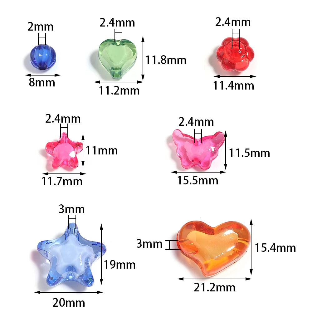 Pumpkin Butterfly Heart Star Acrylic Spacer Beads | DIY Jewelry Acrylic Spacer Beads PLUSH