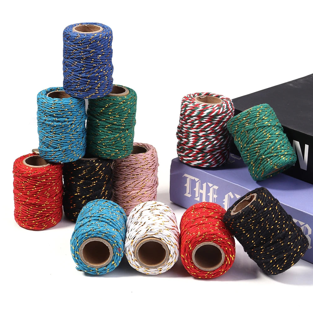 20m Gold Colorful Braided Cotton Cord – DIY Crafts & Gift Wrap Braided Craft Cord PLUSH