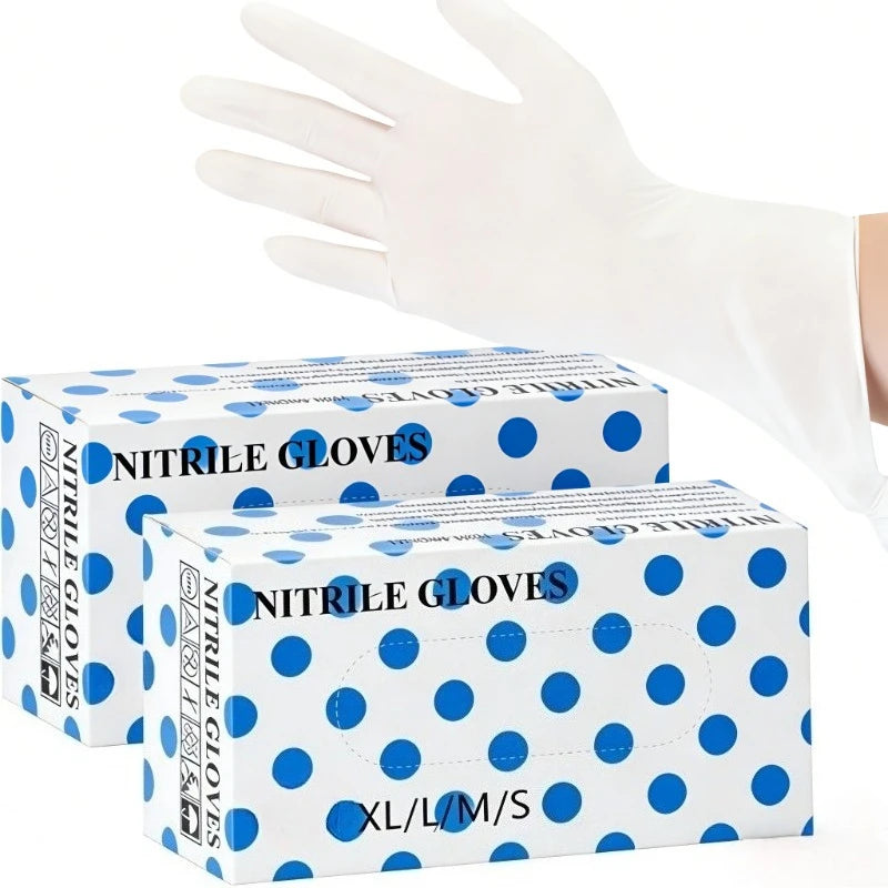 White Disposable Nitrile Gloves 100/50/20 Pcs | S–XL Disposable Nitrile Gloves PLUSH