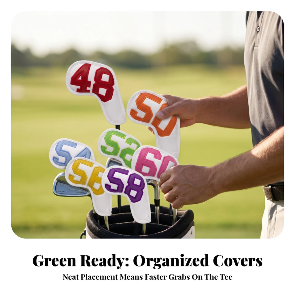 10-Piece Golf Iron Head Covers – PU Synthetic Leather Set Golf Iron Head Covers PLUSH