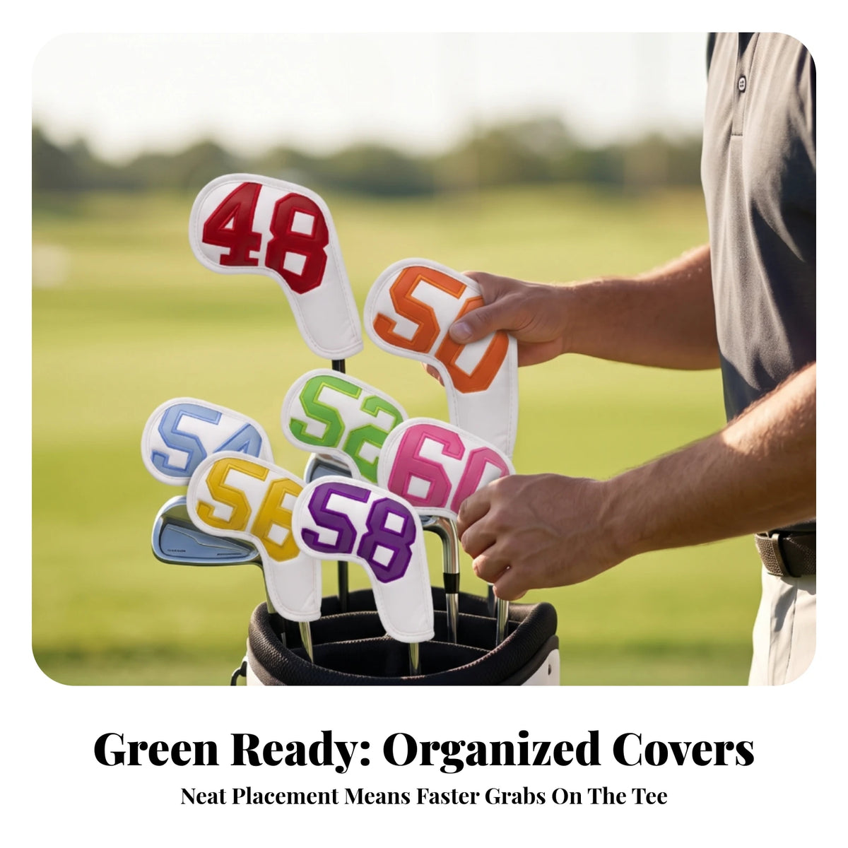 10-Piece Golf Iron Head Covers – PU Synthetic Leather Set Golf Iron Head Covers PLUSH