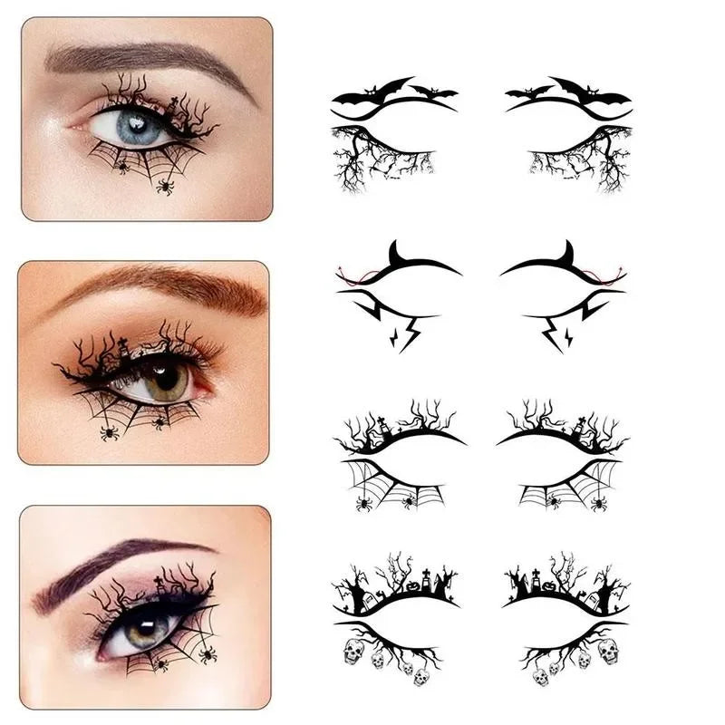 Halloween Eye Makeup Stickers – Bat & Spider Temporary Tattoos Eye Makeup Stickers PLUSH
