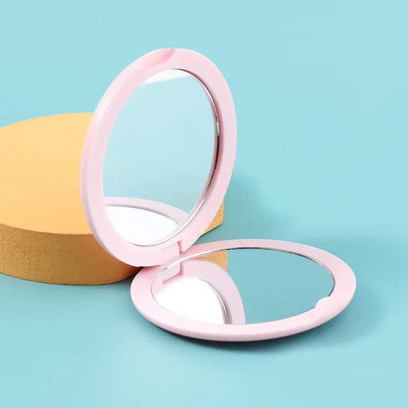 Mini Folding Pocket Makeup Mirror – Portable Vanity Mirror Pocket Makeup Mirror PLUSH Pink