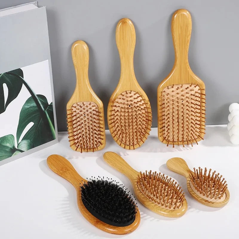 Bamboo Paddle Hair Brush – Detangler & Scalp Massager Bamboo Paddle Brush PLUSH