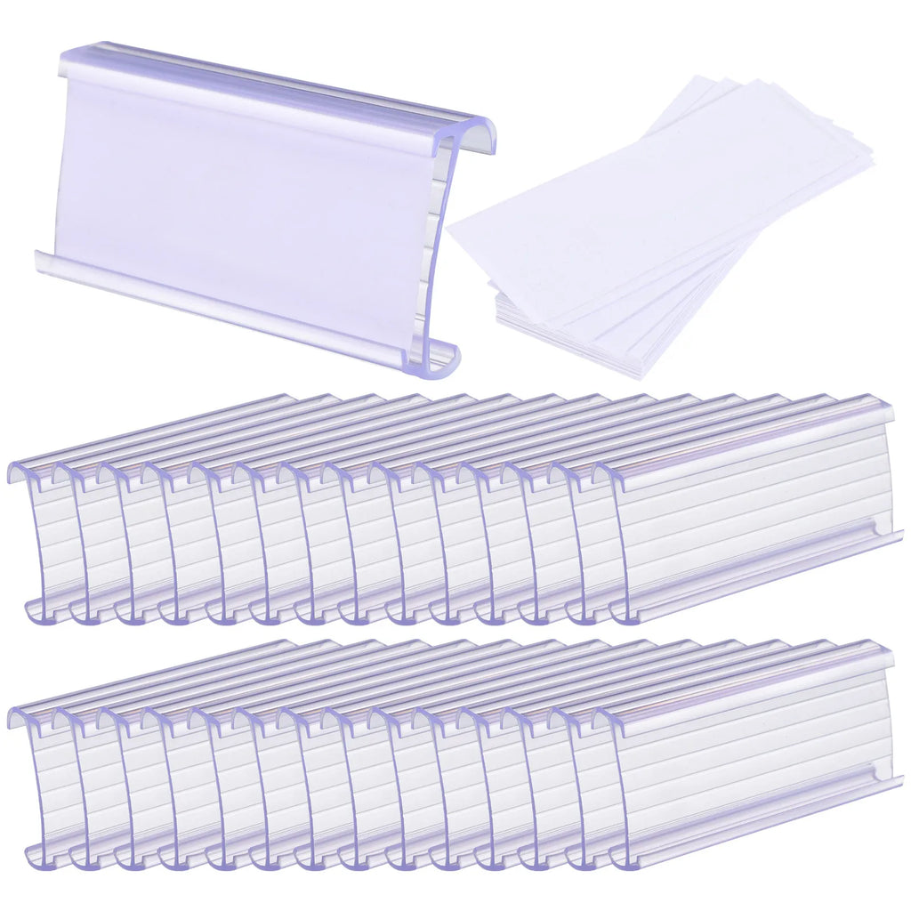 30-Set Clear Wire Shelf Label Holders for Retail & Storage Shelf Label Holders PLUSH