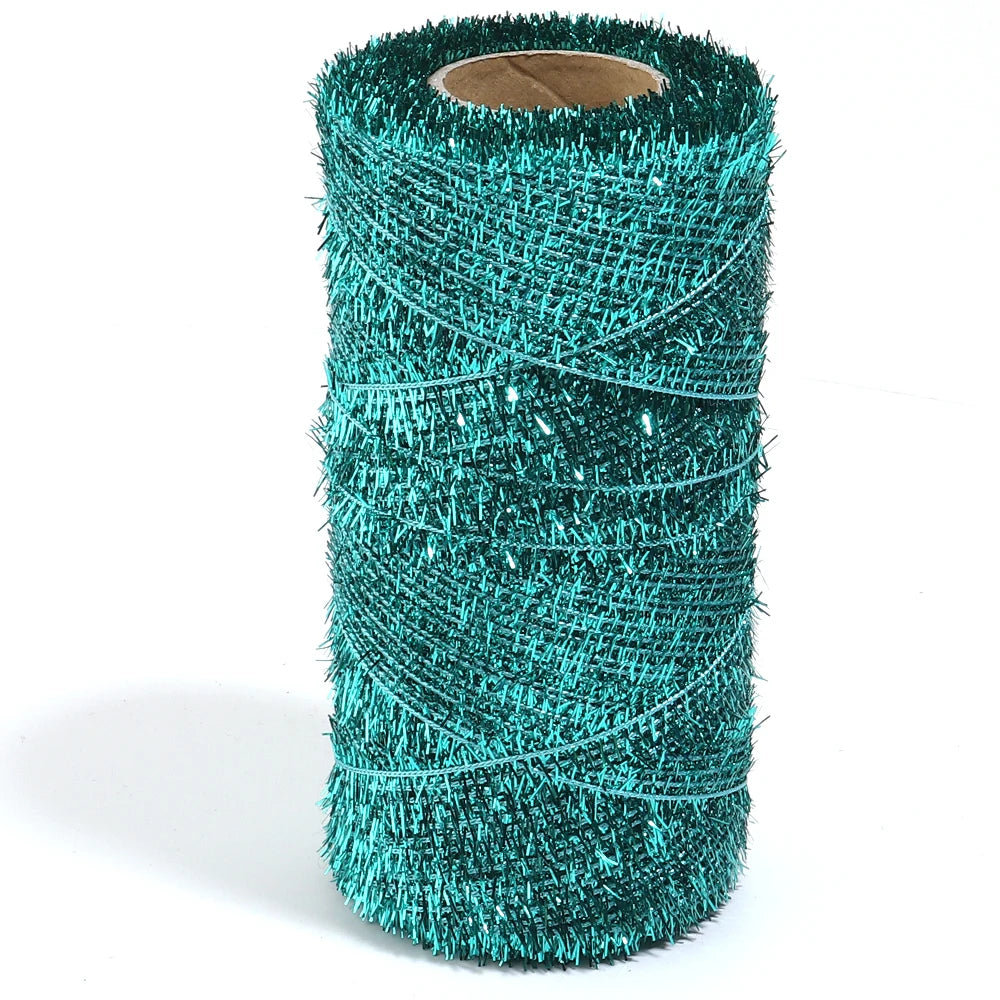200 Yards Metallic Glitter Tinsel Yarn – DIY Gift & Craft Cord Craft Yarn Thread PLUSH green