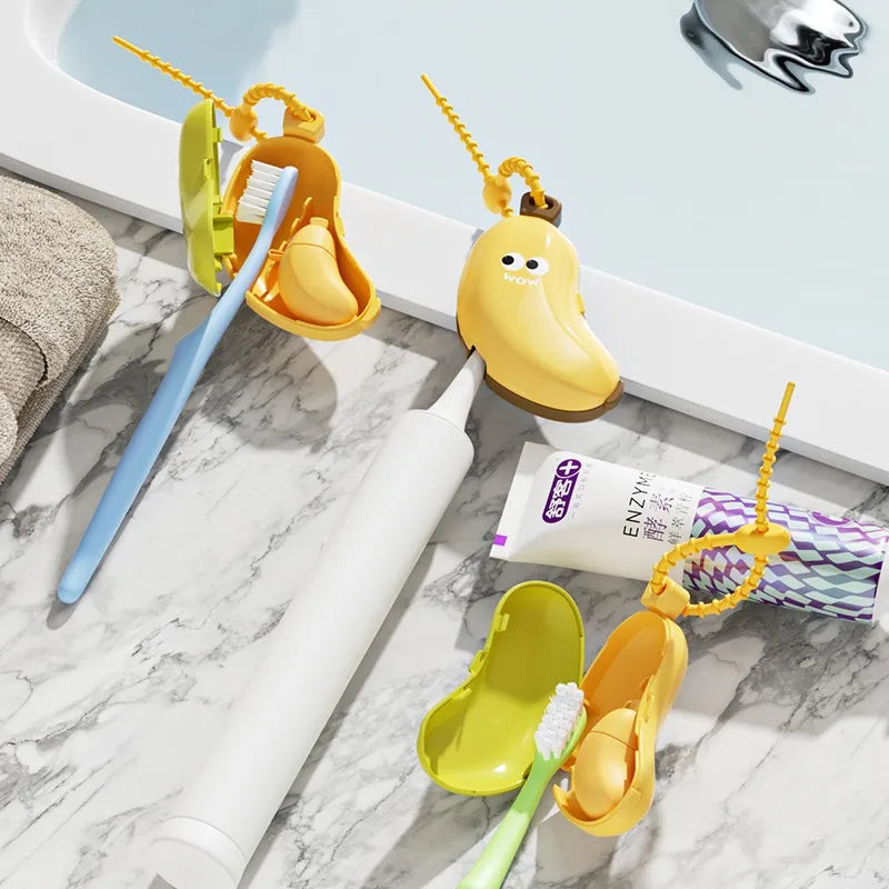 Banana Toothbrush Cap & Toothpaste Box – Travel Organizer Toothbrush Travel Case PLUSH