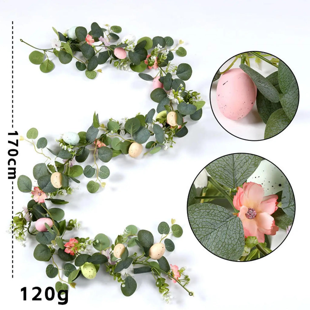 2-Pack Artificial Easter Egg Garland Wreaths | Spring Vine Decor Easter Garland Wreath PLUSH