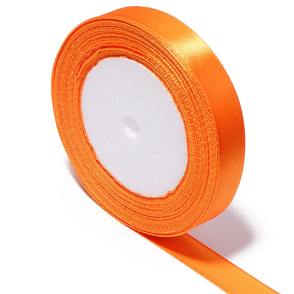 Orange Satin Ribbon 25 Yards – DIY Gifts & Wedding Décor Satin Craft Ribbon PLUSH 15mm 25yards
