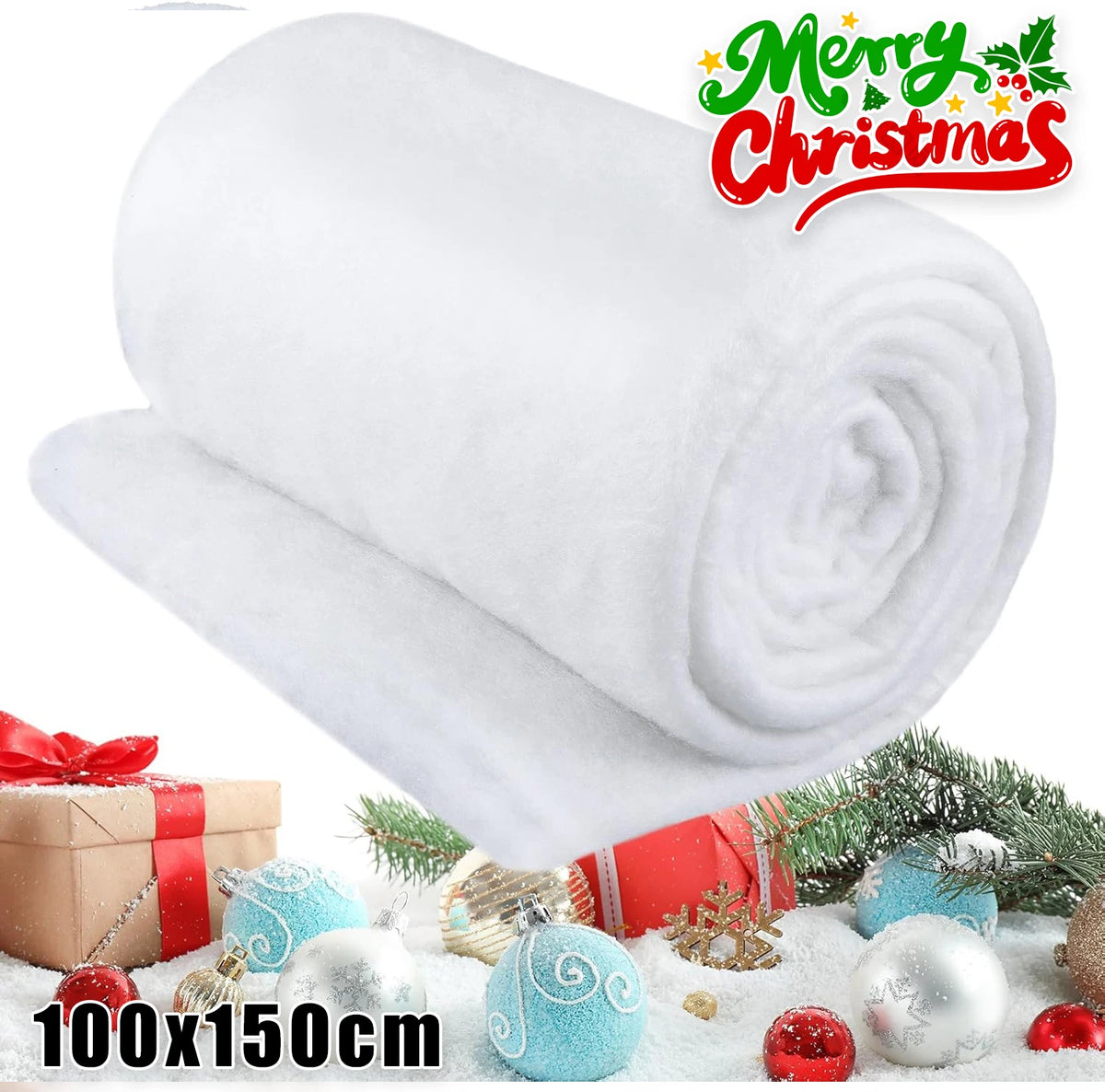 Large Artificial Christmas Snow Blanket – Faux Winter Cover Christmas Snow Blanket PLUSH