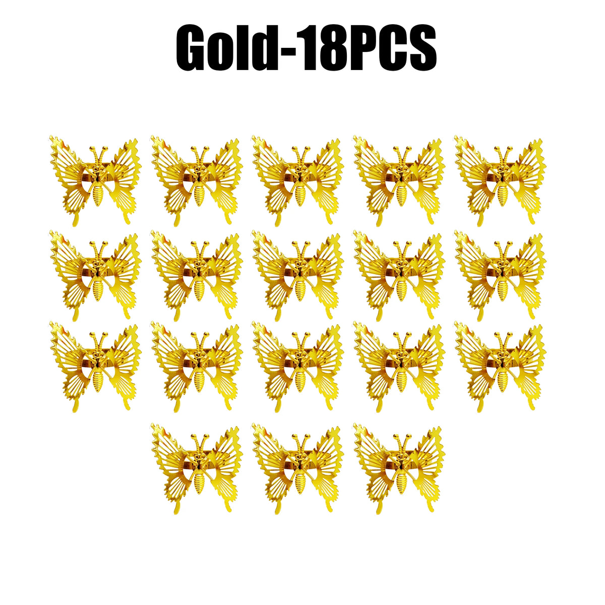 Butterfly Napkin Rings – Wedding & Party Table Decor Napkin Rings PLUSH Gold 18PCS