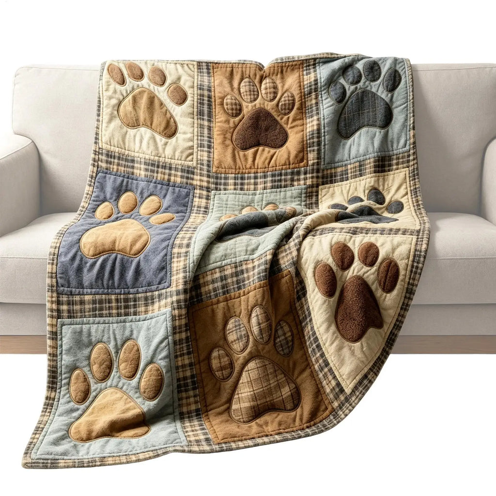 Flannel Paw Print Throw Blanket – Soft Multicolor Home Decor Flannel Throw Blanket PLUSH