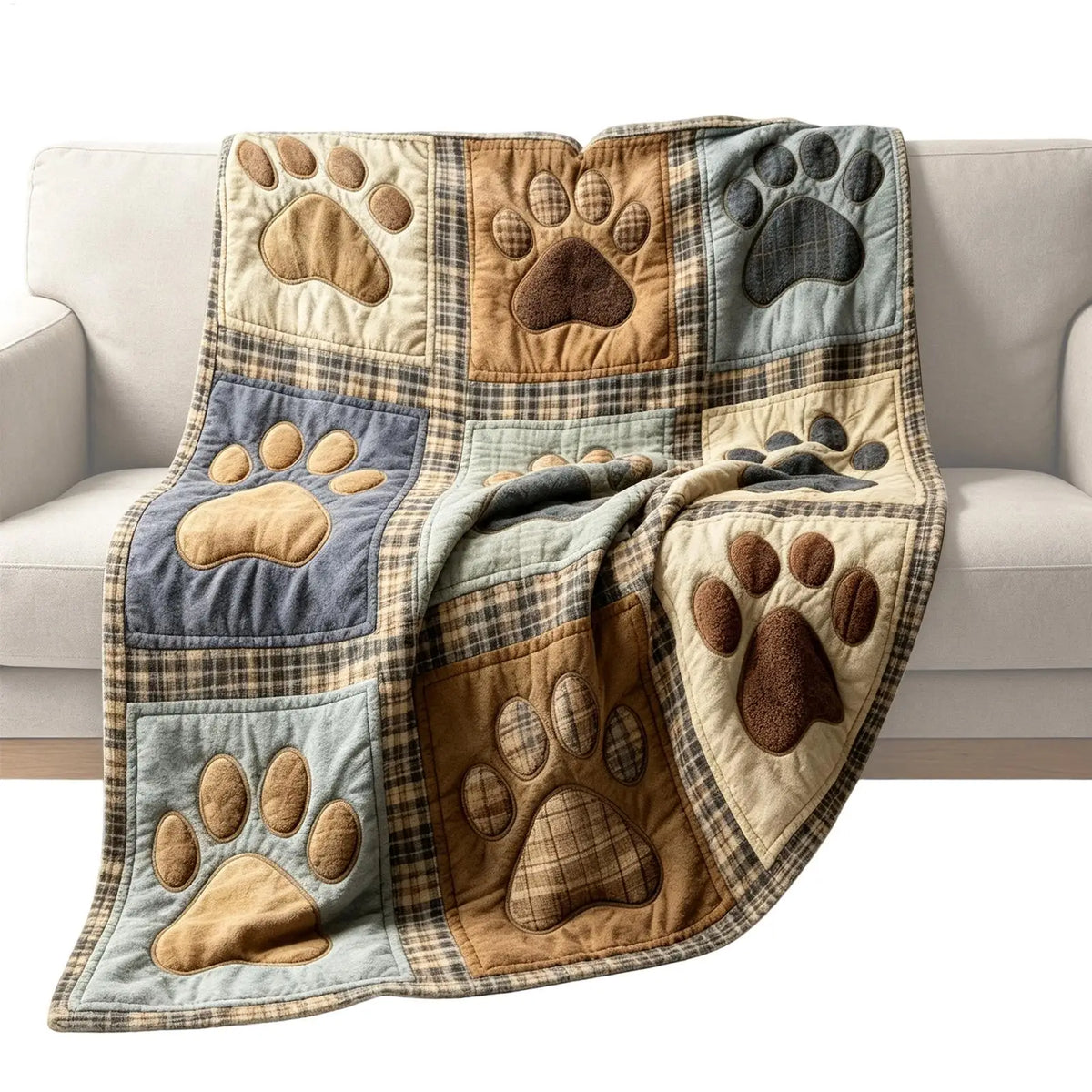 Flannel Paw Print Throw Blanket – Soft Multicolor Home Decor Flannel Throw Blanket PLUSH