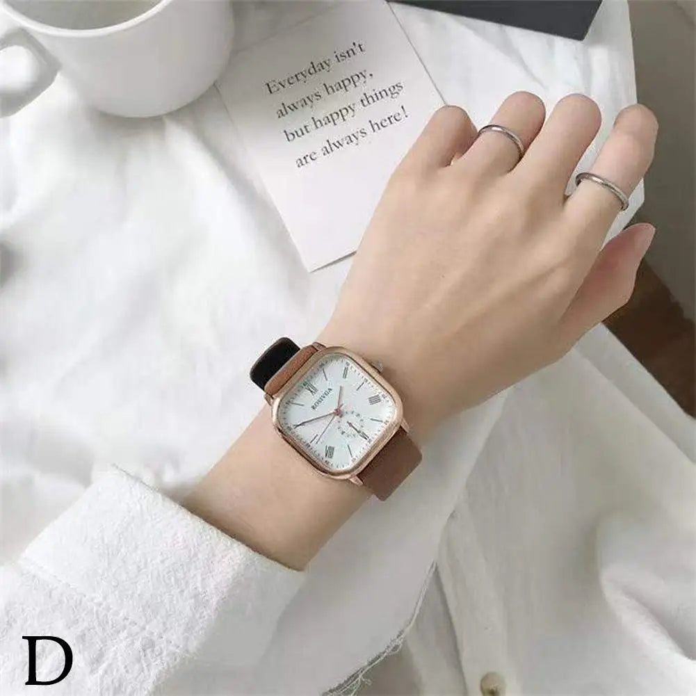 Square Dial Quartz Watch – Silicone Strap Men Women Students Quartz Wristwatch PLUSH D