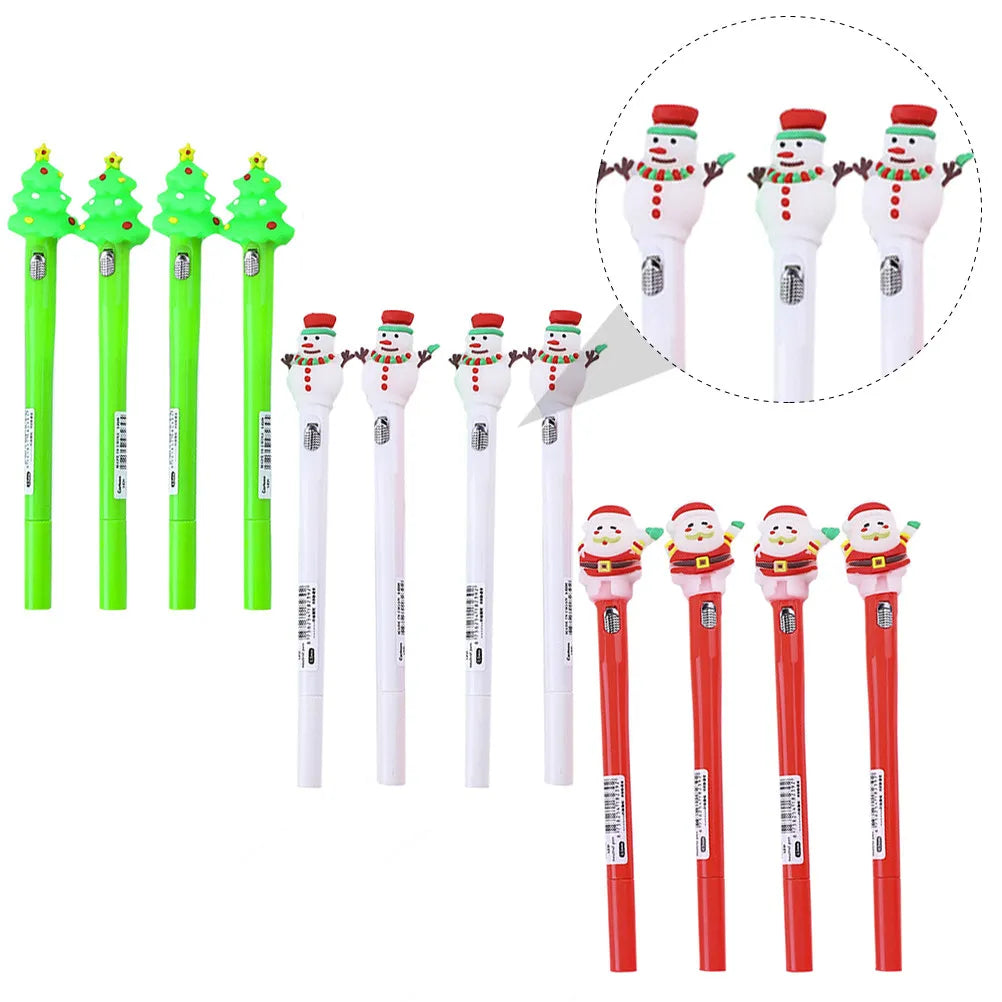 Christmas Luminous Gel Pens Set 12pcs – Santa 0.5mm Writing Novelty Gel Pen Set PLUSH