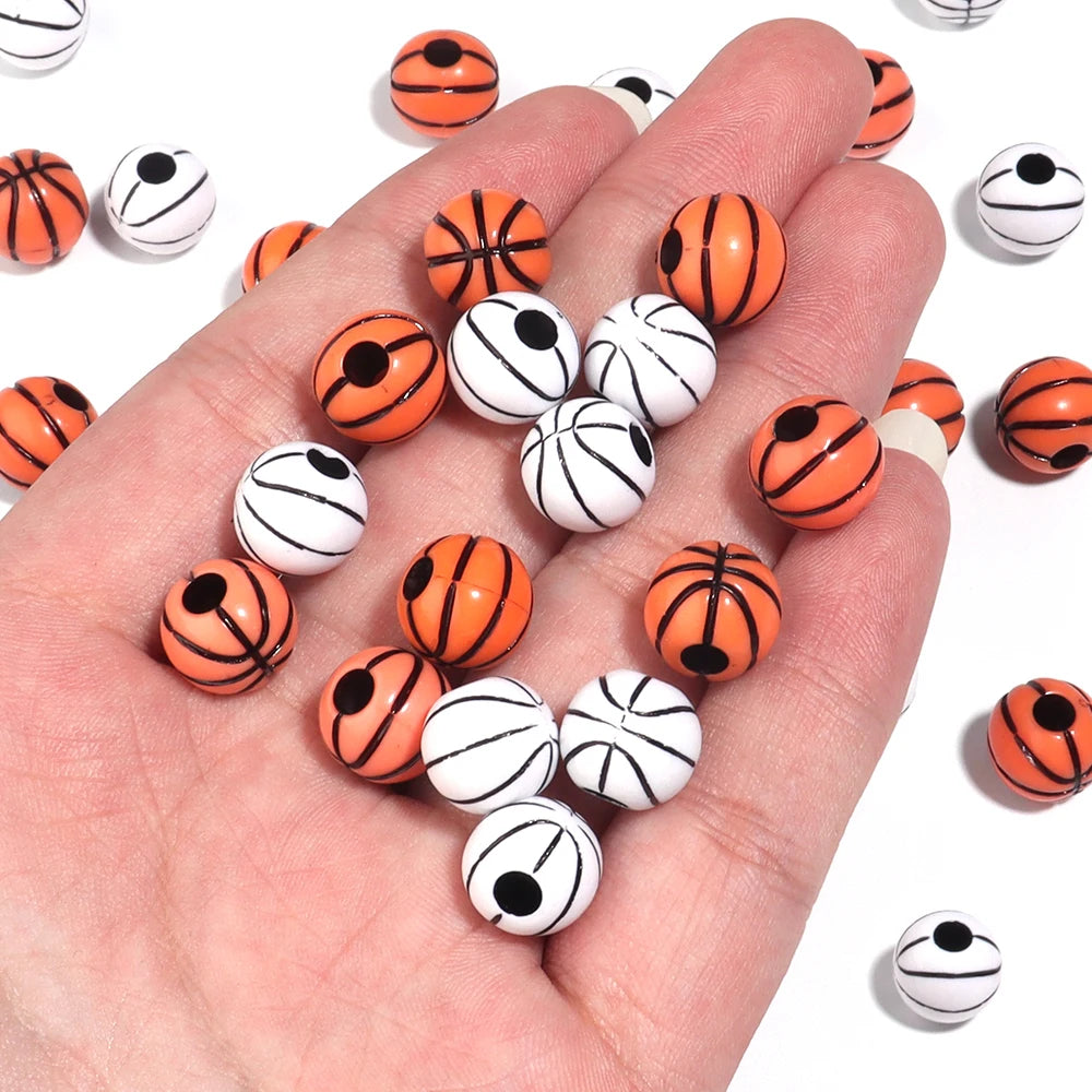 50pcs Sport Ball Acrylic Spacer Beads – DIY Jewelry Making Acrylic Spacer Beads PLUSH