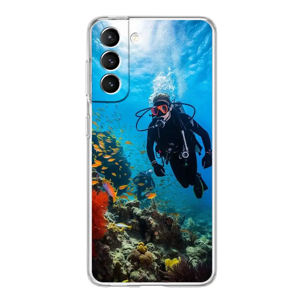 Underwater Diver Phone Case Samsung Galaxy S22–S26 Ultra Phone Case Cover PLUSH