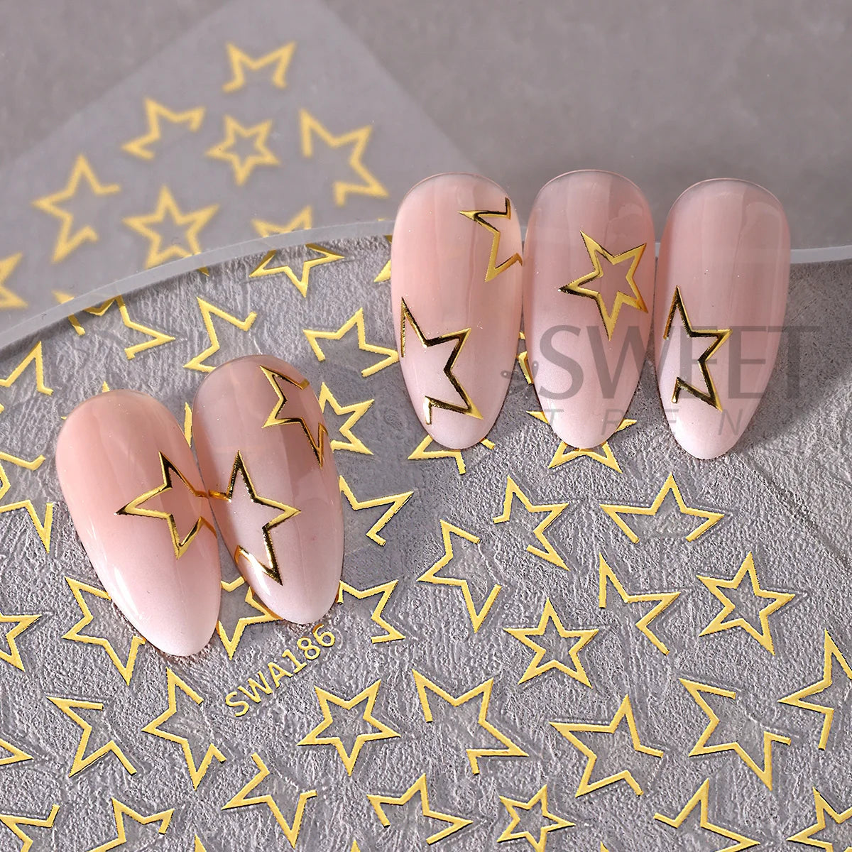 Gold Silver Hollow Star Nail Stickers – Y2K Bronzing Decals 2pc Nail Art Stickers PLUSH