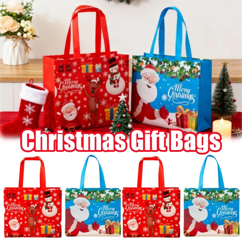 Christmas Non-Woven Gift Tote Bags with Handles – Xmas Party Christmas Gift Bags PLUSH